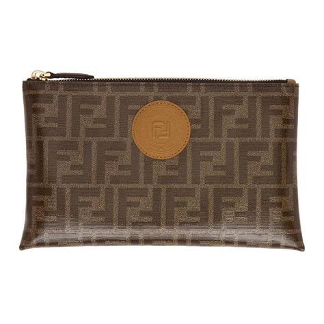 brown fendi pouch|fendi medium flat pouch.